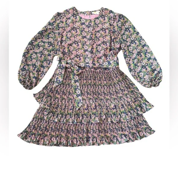 Boden Floral Long Sleeve Dress - Purple and Pink - Picture 5 of 7